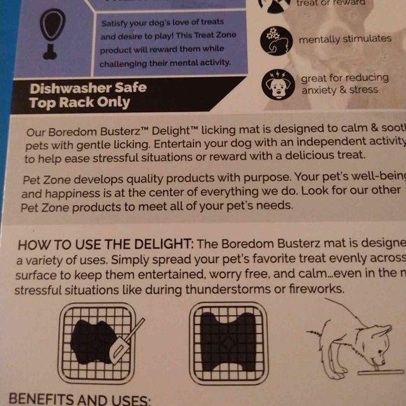 3 Pet Zone Boredom Busters Delight Blue Slow Feeder Licking Mat Stress Cat Dog - Picture 2 of 9